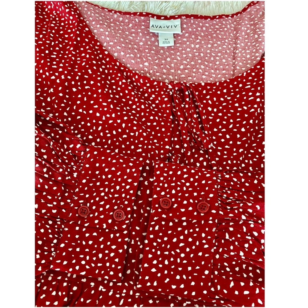 Ava & Viv Women’s Plus Red Long Sleeve Front Tie Blouse 3X NWOT - Picture 6 of 7